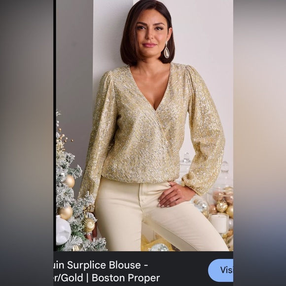 Boston Proper Tops - Boston Proper Gold Sequin Blouse